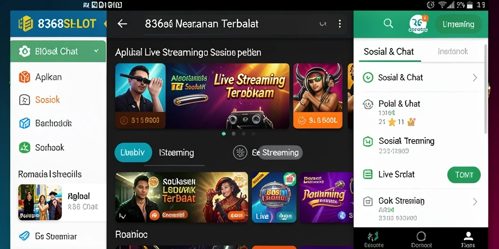 Tampilan antarmuka aplikasi 8368SLOT yang memukau saat Live Streaming.