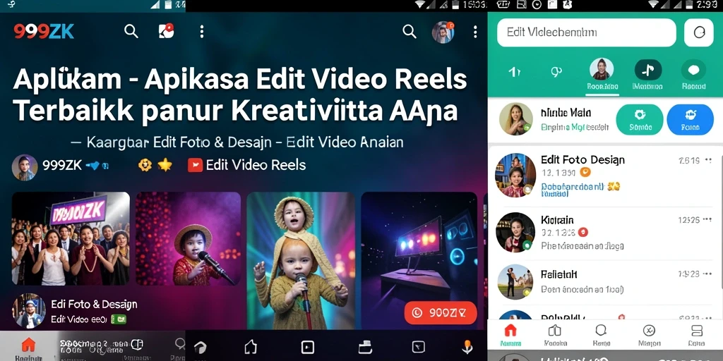 Tampilan antarmuka pengguna 999ZK saat mengedit video reels.