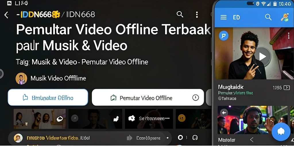 Tampilan antarmuka IDN668 saat memutar video offline dengan fitur unggulan.
