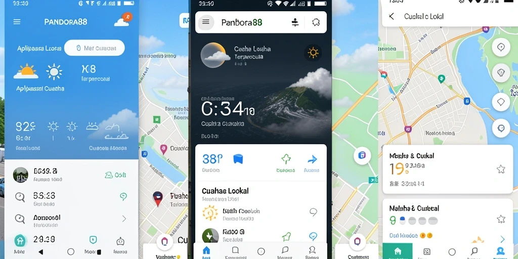 Antarmuka aplikasi PANDORA88 menampilkan informasi cuaca lokal yang detail.