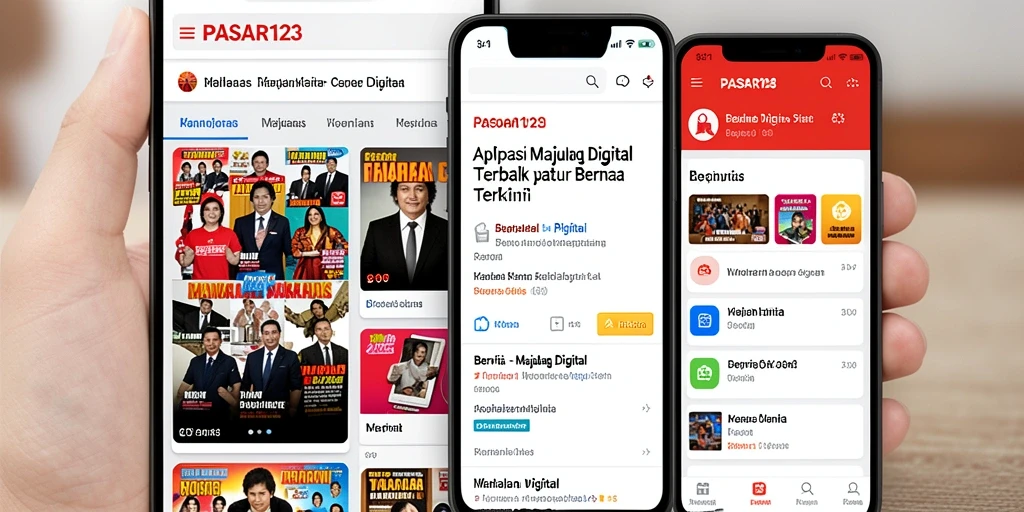 Antarmuka PASAR123 dengan berbagai majalah digital yang menarik dan informatif.
