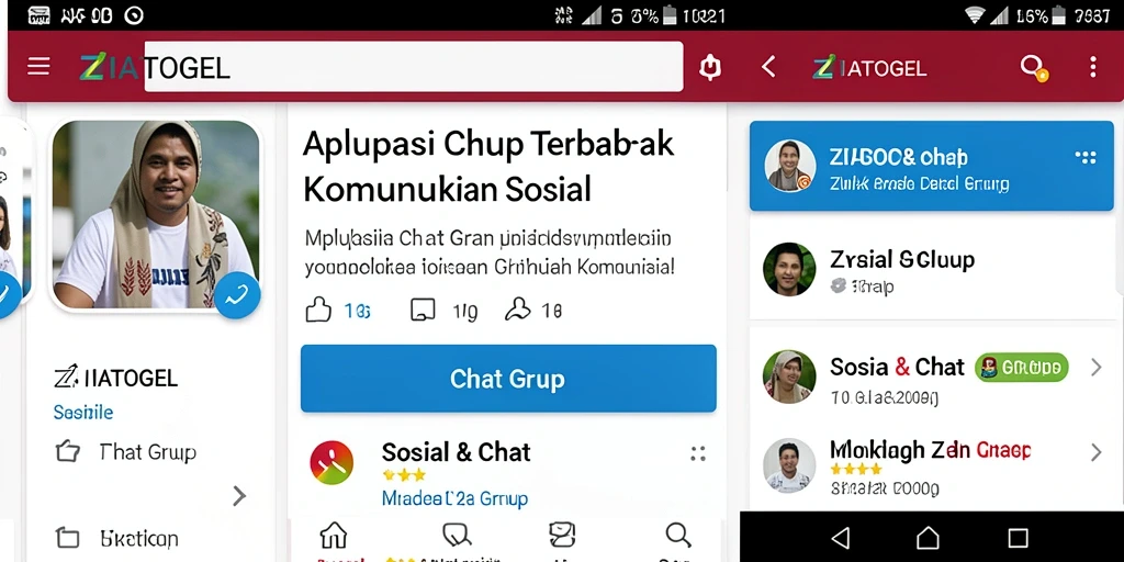 Antarmuka ZIATOGEL yang menarik dan fungsional untuk Chat Grup.